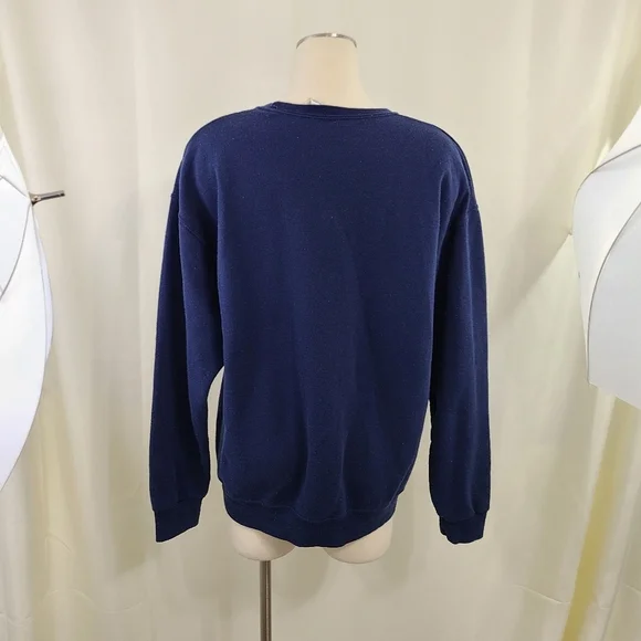 Vintage cat sweatshirt kittens apple basket fall harvest navy blue size large - Picture 2 of 6